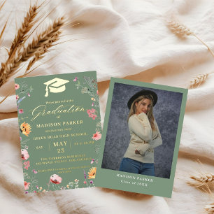 Invitation En Aluminium Fleur sauvage élégant Meadow Garden Graduation