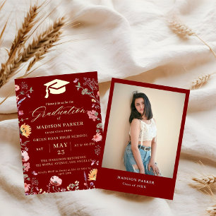 Invitation En Aluminium Fleur sauvage élégant Meadow Garden Graduation
