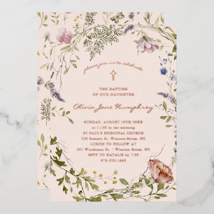 Invitation En Aluminium Fleur sauvage Floral Printemps Été Baptême 