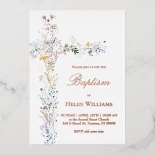 Invitation En Aluminium fleur sauvage traversent le baptême
