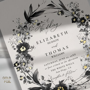 Invitation En Aluminium Fleur sauvage Wreath Or moderne mariage élégant