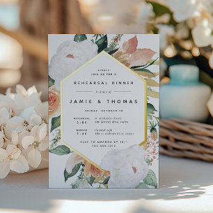 Invitation En Aluminium Fleurs Bohèmes Moderne Dîner de Répétition de Mari