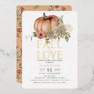 Invitation En Aluminium Fleurs d'automne Fleuraison Orange Citrouille Fête