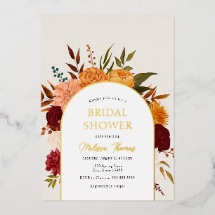 Invitation En Aluminium Fleurs d'automne Mums Arch Fête de mariage