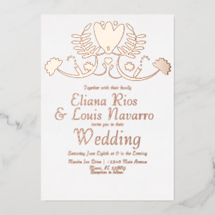 Invitation En Aluminium Fleurs de folk mexicain moderne cœur mariage press