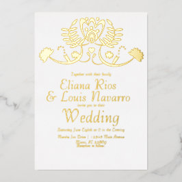 Invitation En Aluminium Fleurs de Folk Mexicain Moderne Mariage Pressé