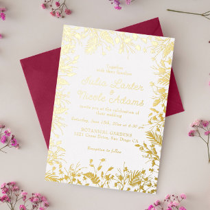 Invitation En Aluminium Fleurs de mariage jonquilles pâquerette pivoine bo