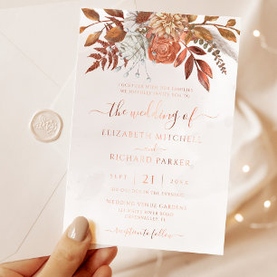 Invitation En Aluminium Fleurs de rouille en terre cuite Boho Mariage de f