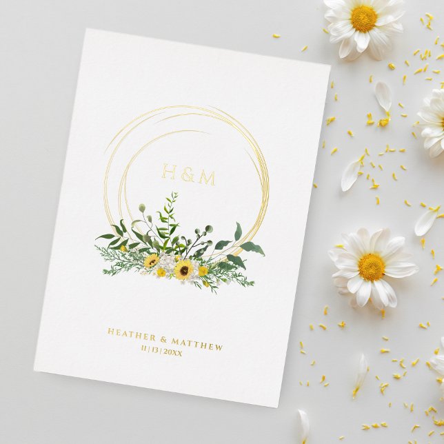 Invitation En Aluminium Fleurs de soleil Romantique Chic Floral Wreath Rea (Créateur téléchargé)