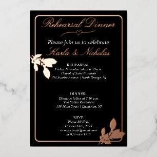 Invitation En Aluminium Fleurs de Tulipe Noires Dîner de Répétition
