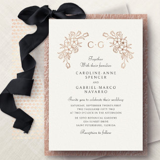 Invitation En Aluminium Fleurs de tulipes florales françaises Mariage mono