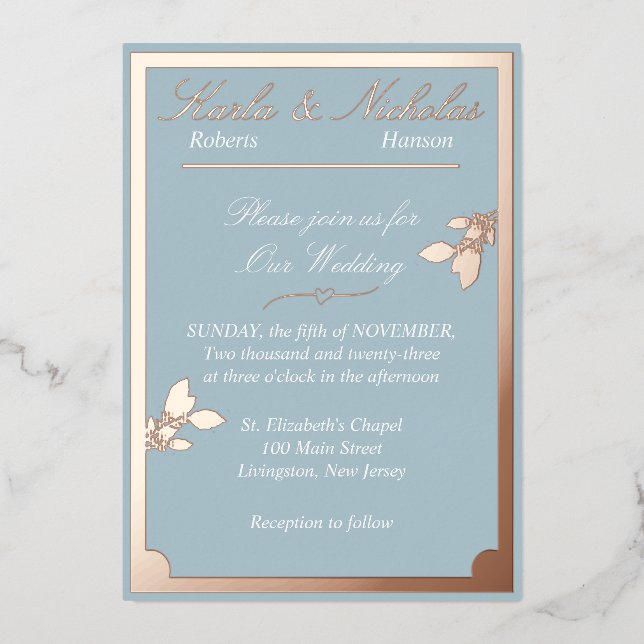 Invitation En Aluminium Fleurs de tulipes, Mariage bleu pastel, Frontière  (Recto)