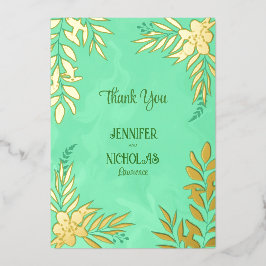 Invitation En Aluminium Fleurs élégantes et ornements Feuille pour Mariage