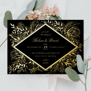 Invitation En Aluminium Fleurs esquissées Diamant Jardin Romantique Champa