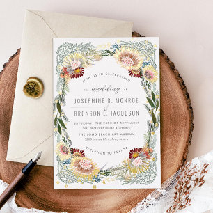 Invitation En Aluminium Fleurs esquissées Mariage unique Or