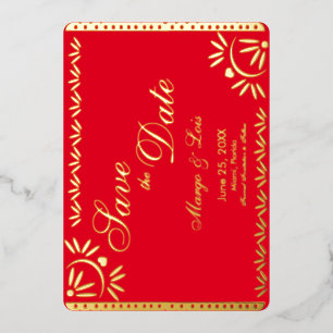 Invitation En Aluminium Fleurs mexicaines Enregistrer la date appuyée sur 