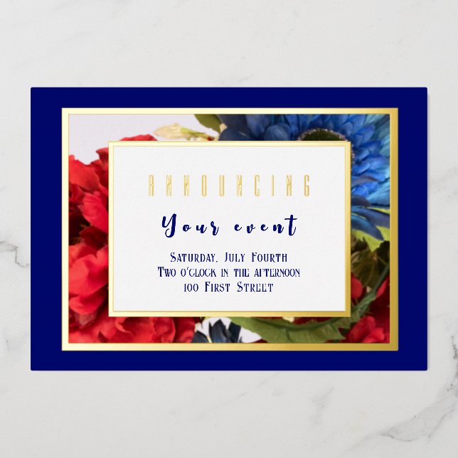 Invitation En Aluminium Fleurs Patriotiques  (Recto)