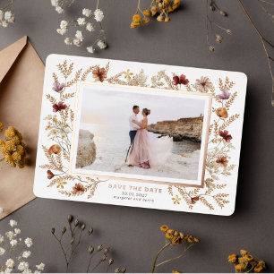 Invitation En Aluminium Fleurs sauvages autour de la date de sauvegarde