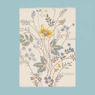 Invitation En Aluminium Fleurs sauvages bleues et jaunes vide  