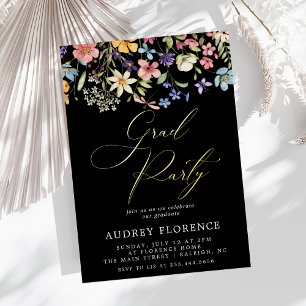 Invitation En Aluminium Fleurs Sauvages Modernes Photo Florale Fête de Rem