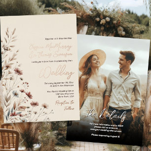 Invitation En Aluminium Fleurs sauvages rustiques Photo & détails Mariage 