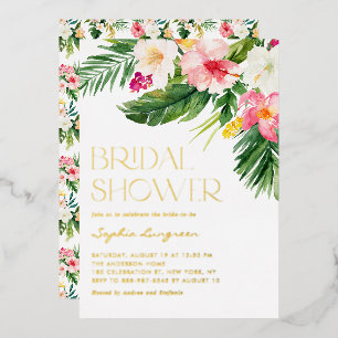 Invitation En Aluminium Fleurs tropicales aquarelle Enterrement de vie de