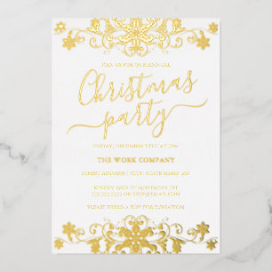 Invitation En Aluminium Flocon de neige blanc Fête de Noël d'entreprise