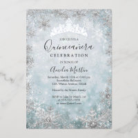 Flocon de neige bleu Silver Quinceanera