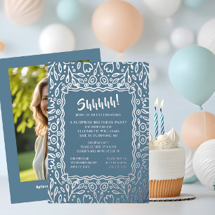 Invitation En Aluminium Floral 40e Photo personnalisée Anniversaire surpre