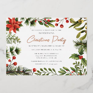 Invitation En Aluminium Floral Aquarelle Noël Rose Gold
