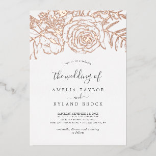 Invitation En Aluminium Floral doré Rose Gold Foil Le Mariage de
