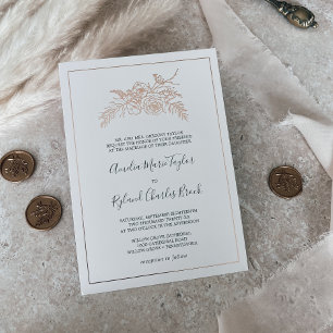 Invitation En Aluminium Floral doré Rose Mariage officiel Gold Foil