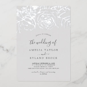 Invitation En Aluminium Floral doré   Silver Foil Gris Le Mariage de