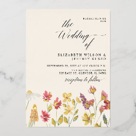 Invitation En Aluminium Floral Elegant Boho Fleur sauvage d'été Mariage