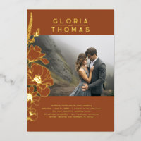 Floral Elegant Moderne Terracotta Photo Mariage