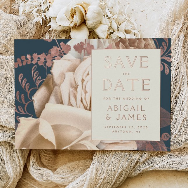 Invitation En Aluminium Floral ivoire Rose or mariage Turquoise Enregistre (Créateur téléchargé)