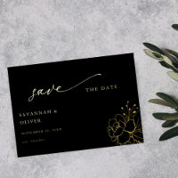Flore dorée Enregistrer la date - Noir