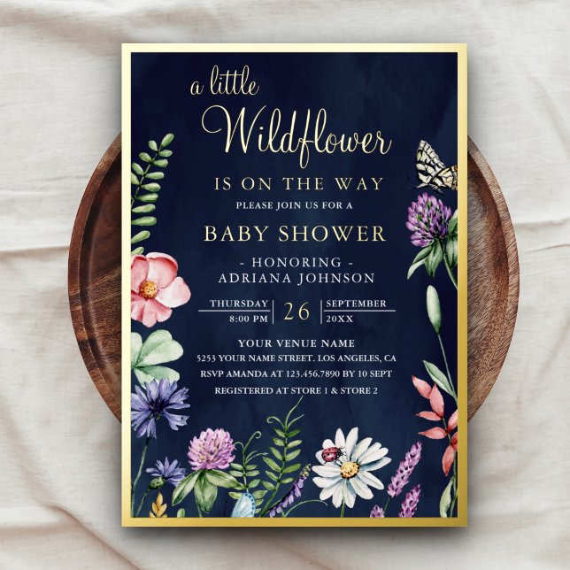 Invitation En Aluminium Flore printanière Un petit Baby shower Fleur sauva (Créateur téléchargé)