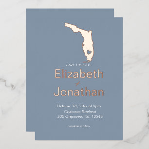 Invitation En Aluminium Florida State Silhouette Destination Rose de maria