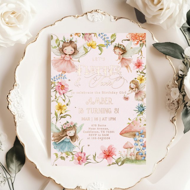 Invitation En Aluminium Flutter and Twirl Fairy Any Age Princess Birthday (Créateur téléchargé)