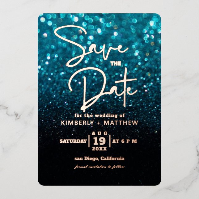 Invitation En Aluminium Foi de mariage à conserver moderne bleu sarcelle p (Recto)