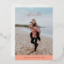 Invitation En Aluminium Foil All Our Love Valentine's Day Card - Peach