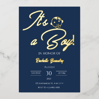 Invitation En Aluminium Foil Baby Shower Card – Blue Theme