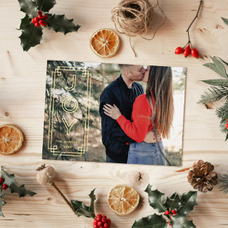 Invitation En Aluminium Foil Elegant Deco Joy Frame Holiday Photo Card