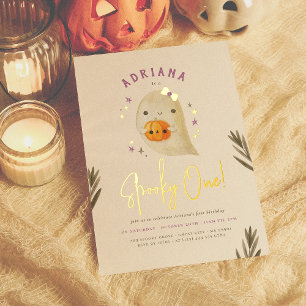 Invitation En Aluminium Foil Fantôme Une Fille Halloween Premier Anniversa