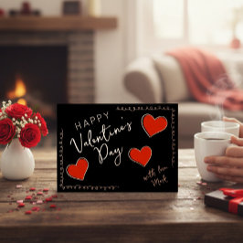 Invitation En Aluminium Foil Happy Valentine’s Day Custom Card with Hearts