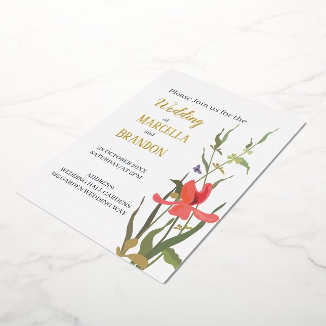 Invitation En Aluminium Foil Invitati Mariage floral Foil  (Rotation)