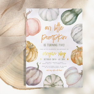 Invitation En Aluminium Foil Notre Petit Citrouille Boho Automne fête d'an