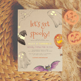 Invitation En Aluminium Foil pressed | Let's Get Spooky Halloween Birthday