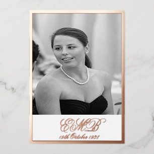 Invitation En Aluminium Foil Rose Gold 90th Birthday Elegant Photo 